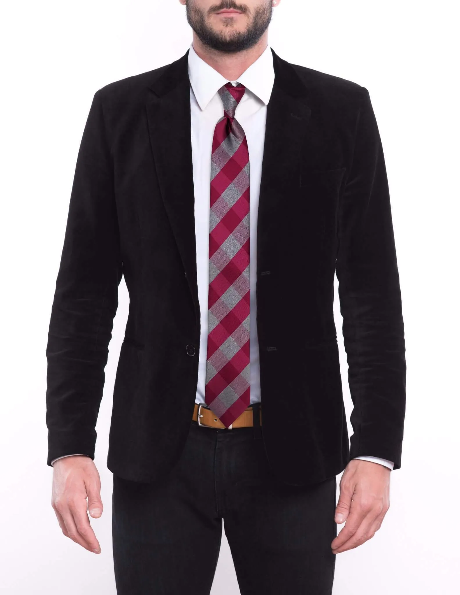 Large Plaid Pink and Gray Traditional Tie