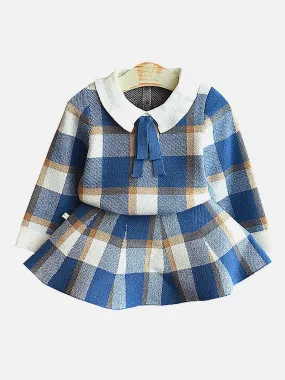 Little Surprise Box Blue Plaid Peter Pan collar 2 pcs