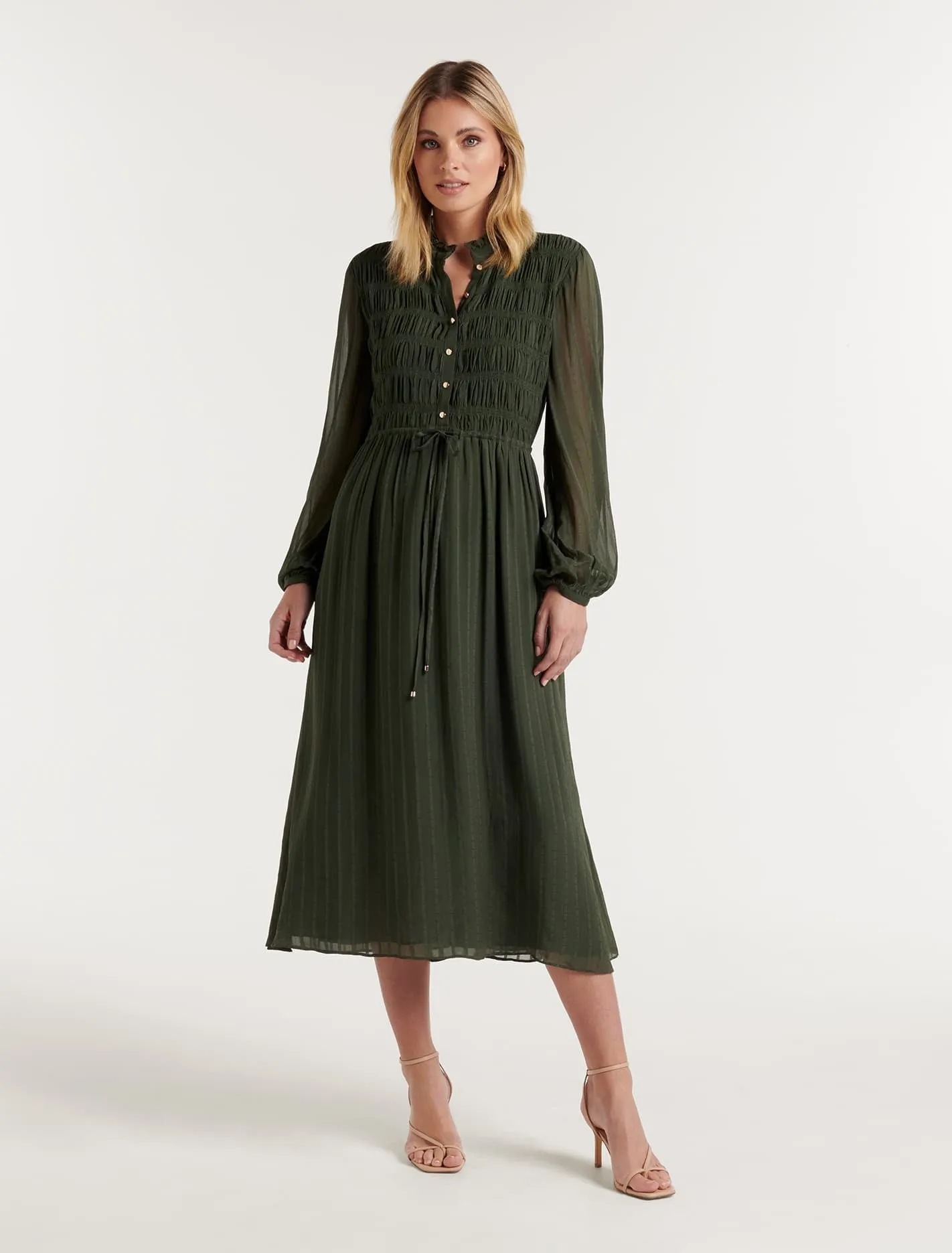 Liza Shirred Midi Dress