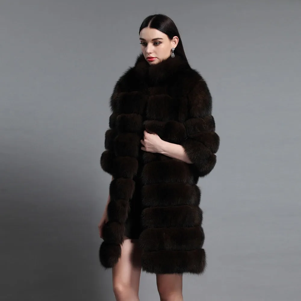 Long Genuine Fox Fur Coat