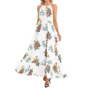 M Kemp Dahlia Ruffle Hem Halter Neck Maxi Dress