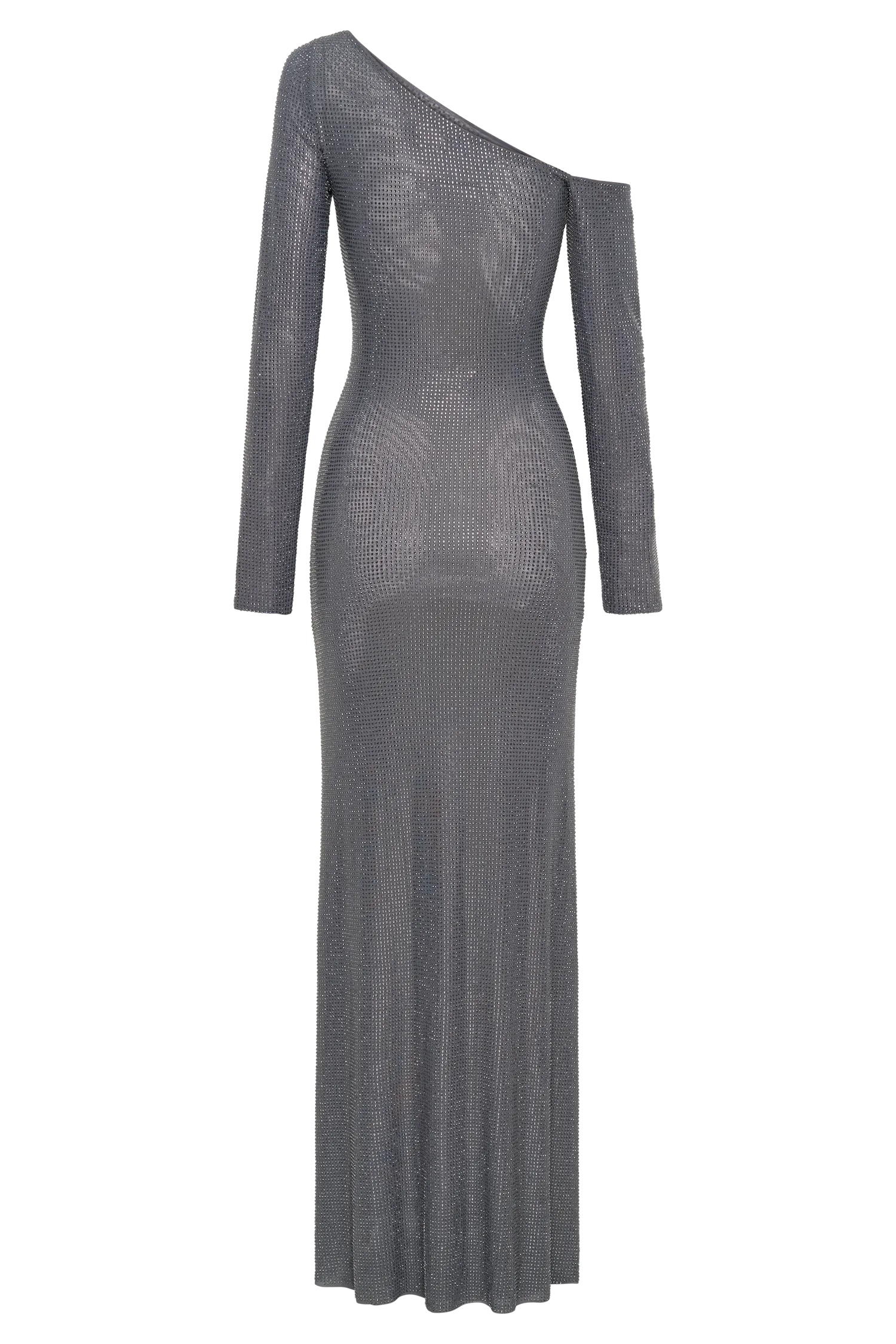 Marcia Diamante Long Sleeve Maxi Dress - Gunmetal