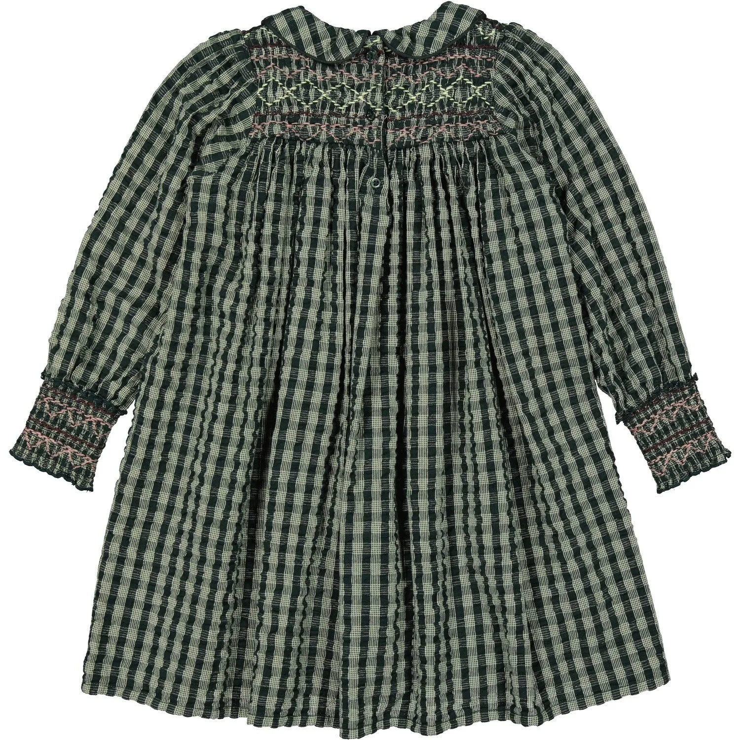 MarMar Seersucker Gingham Dark Leaf Check Dabina Dress