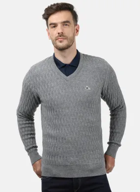 Men Grey Self Pullover