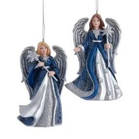 Midnight Blue Glittered Angel Ornaments