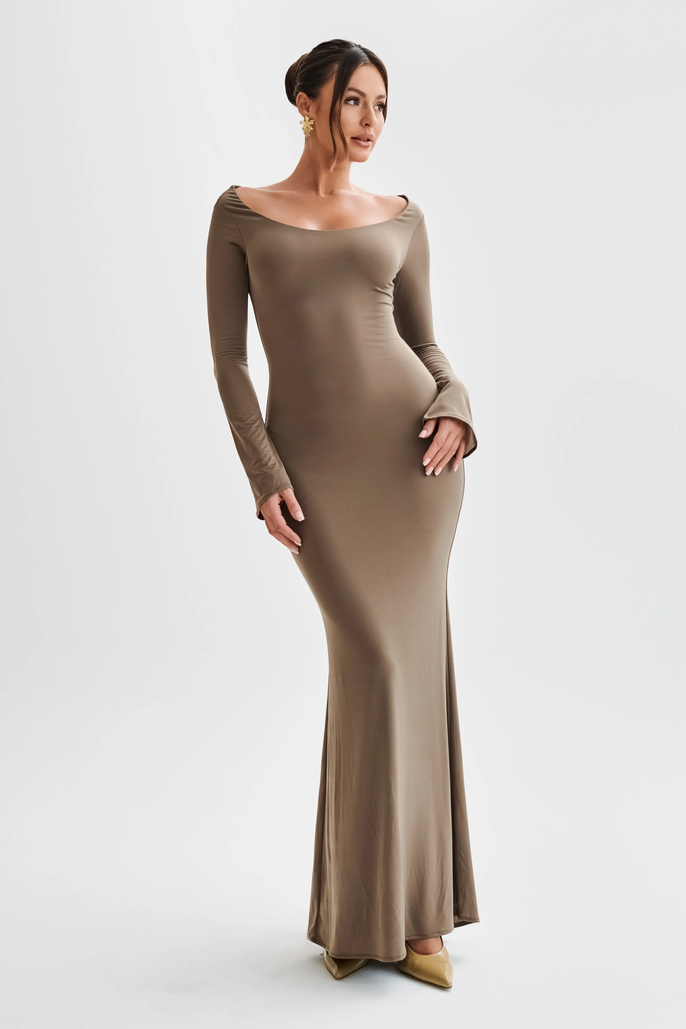 Millicent Slinky Long Sleeve Maxi Dress - Coco