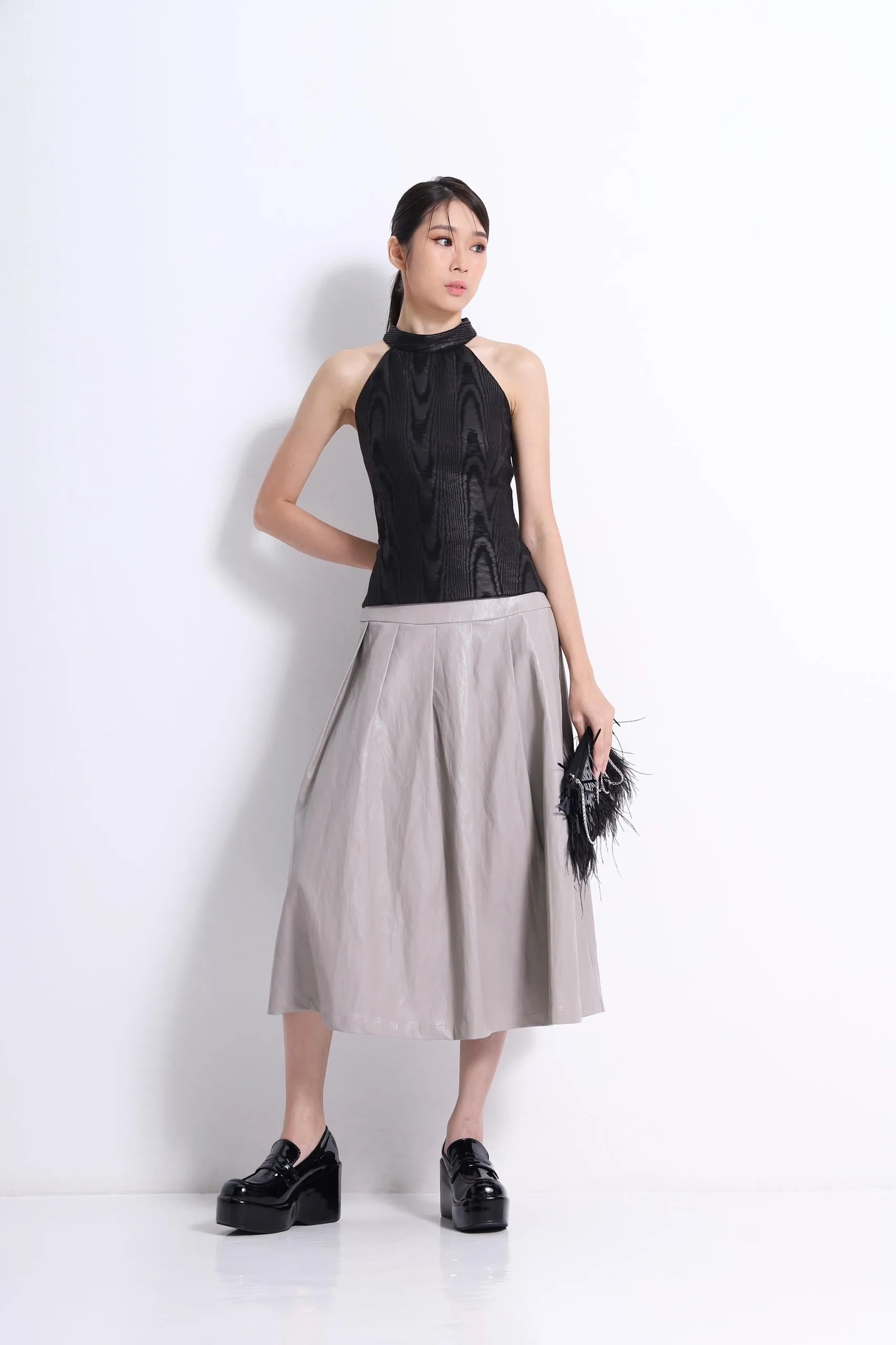 Mina Faux Leather Aline Skirt