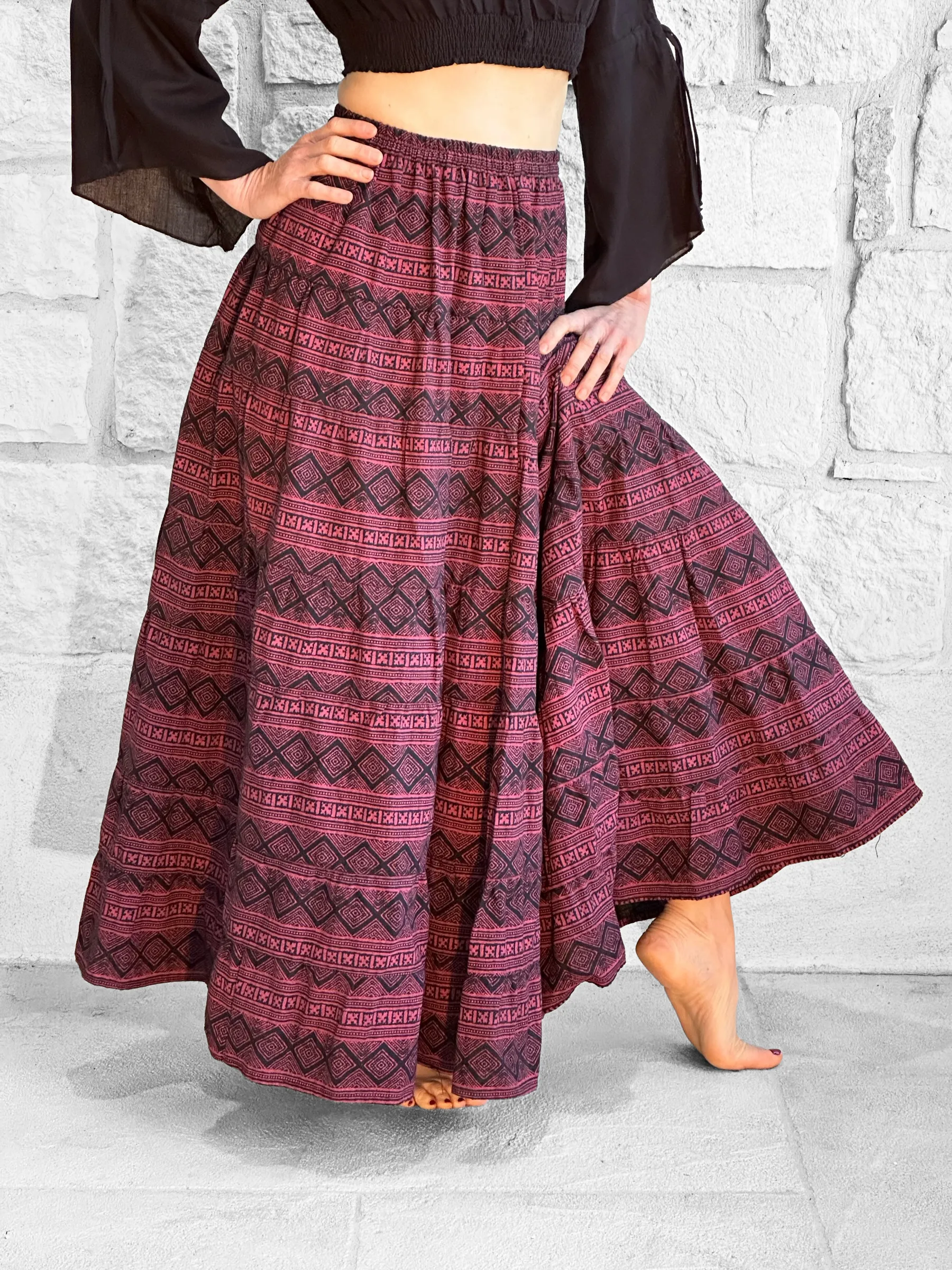 'Nomad' Long Skirt - Red