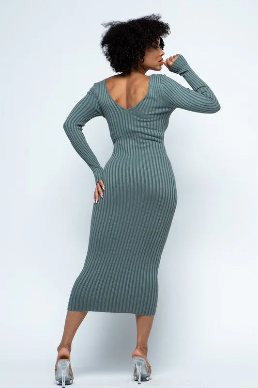 Off Shoulder Ribbed Bodycon Dress