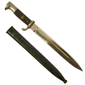 Original German WWII Long 98k Dress Bayonet by C. Gustav Spitzer with Period Applied Postschutz Emblem & Scabbard