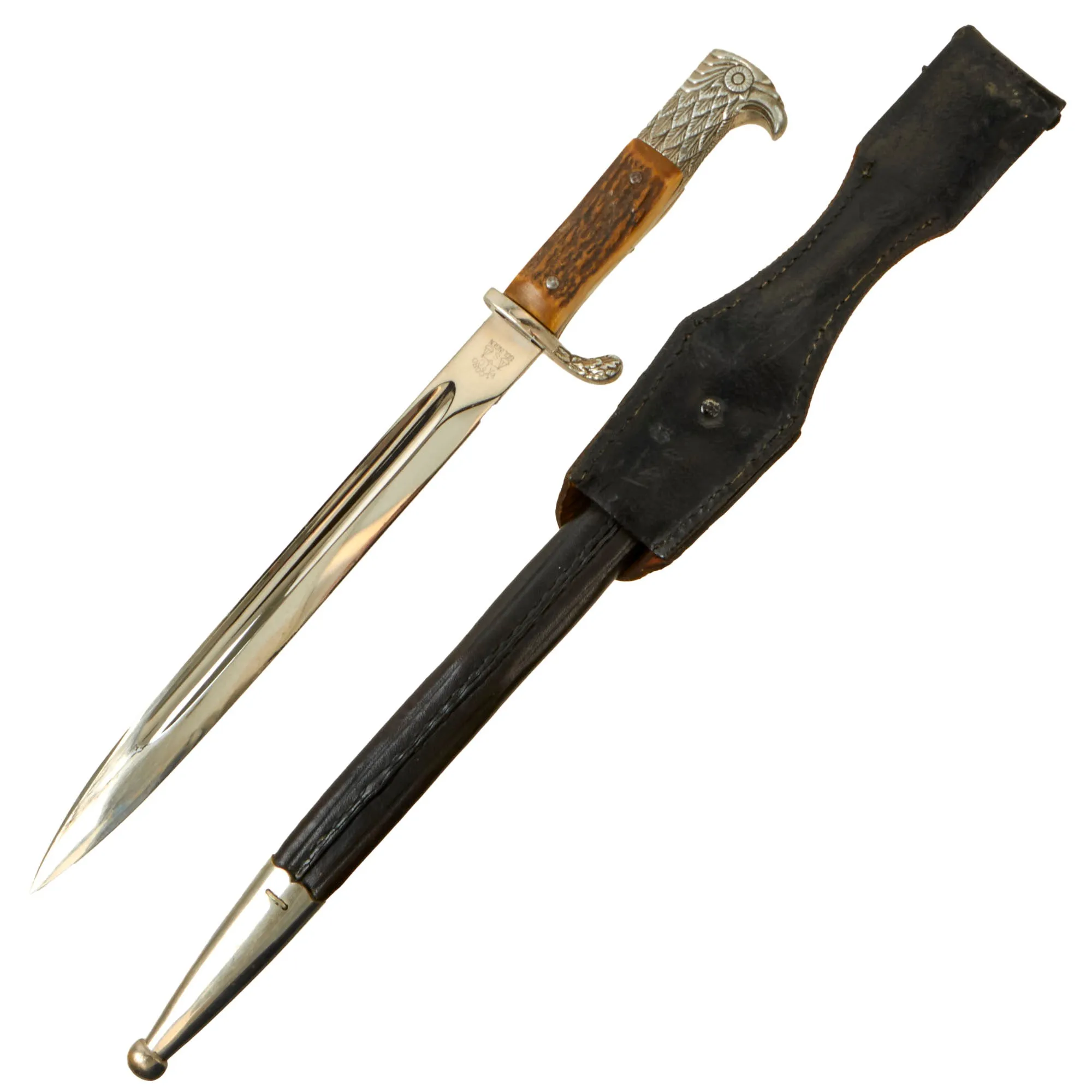 Original Rare German WWII Metropolitan Police Short Dress Bayonet by Alexander Coppel with Scabbard and Frog