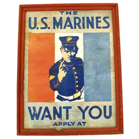 Original U.S. WWI Marine Enlistment Poster - The Marines Want You