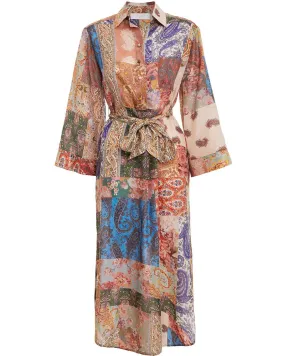 Paisley Patchwork Devi Midi Shirt Dress