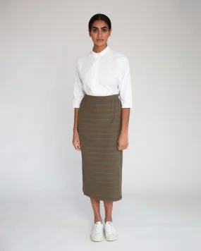 Pam-Sue Organic Cotton Skirt In Army & Tan