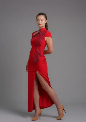 Pansy Asymmetrical Bridal Qipao