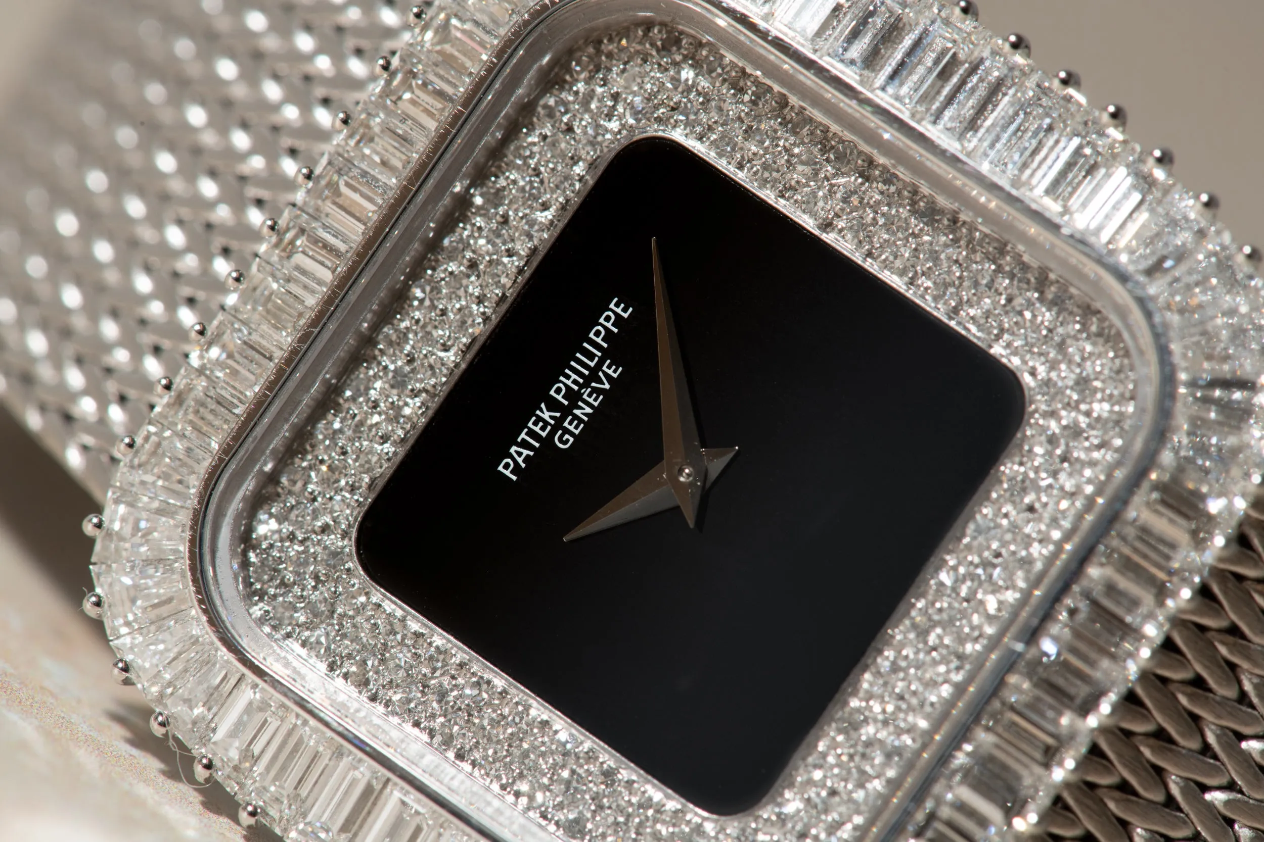 Patek Philippe Onyx Pave Diamond Dial 'TV' Dress Watch