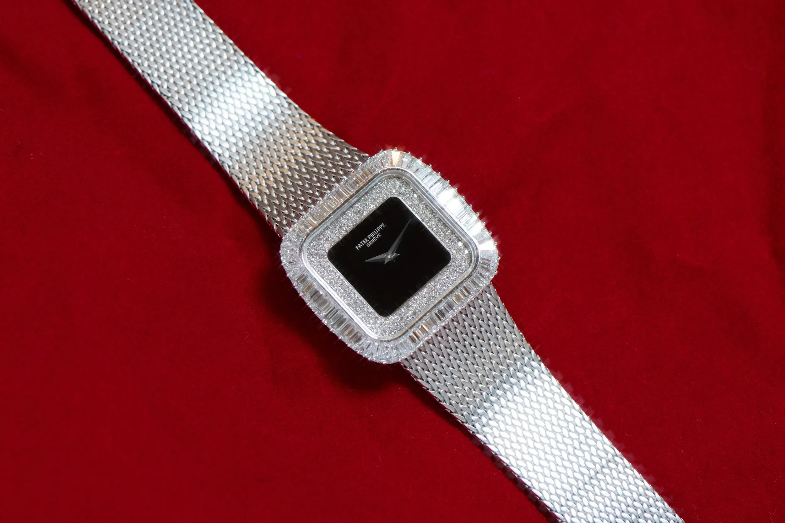 Patek Philippe Onyx Pave Diamond Dial 'TV' Dress Watch