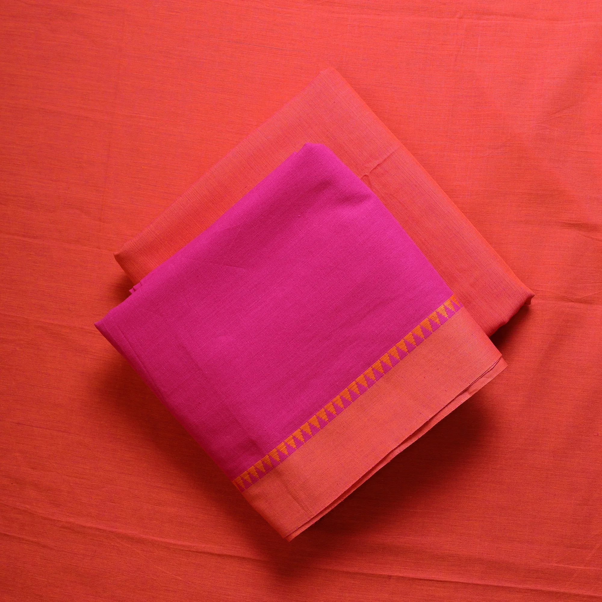 Pink -  3pc Traditional Cotton Dharwad Dress Material 07