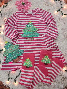 Pink 4pc Christmas tree dress