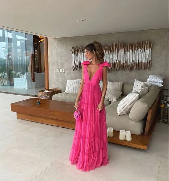 Pink Backless Prom Dress,  Evening Dress      fg2635