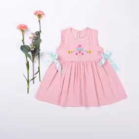 Pink Duck Bow Embroidered Emma Dress