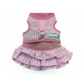 Pink Gingham Teacup Dog Harness Skirt Dress 2 Lbs to 6 Lbs