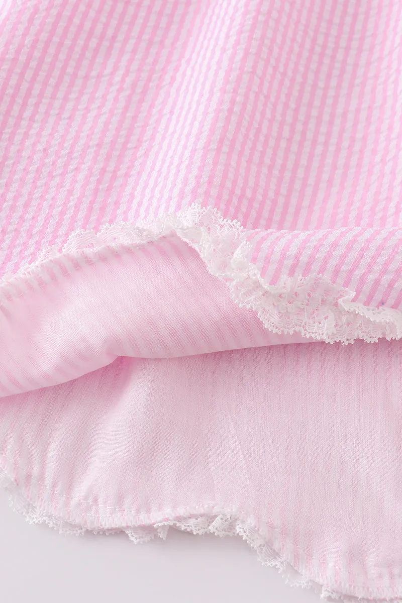 Pink ice cream french knot seersucker dress