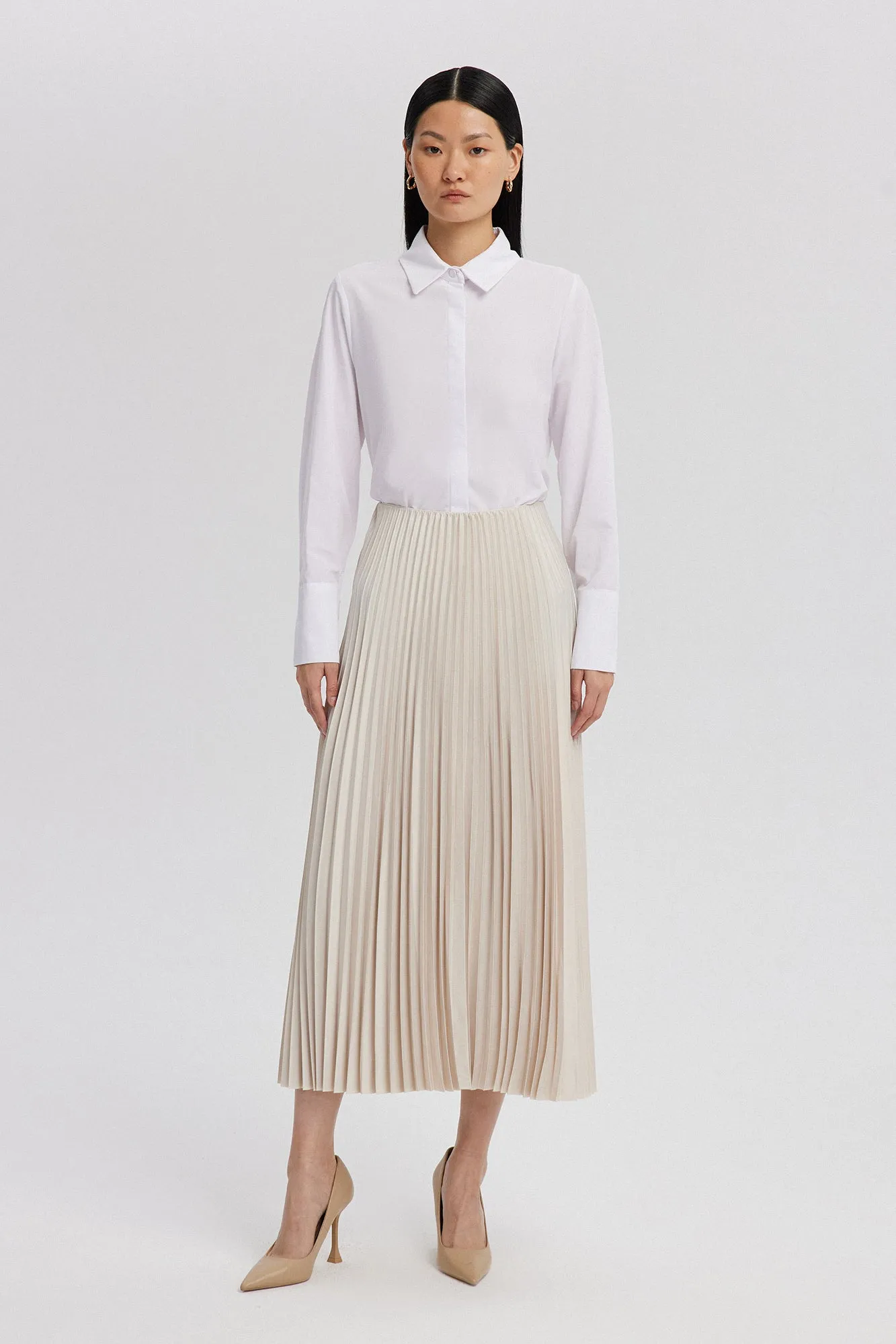 PLEATED SATIN SKIRT