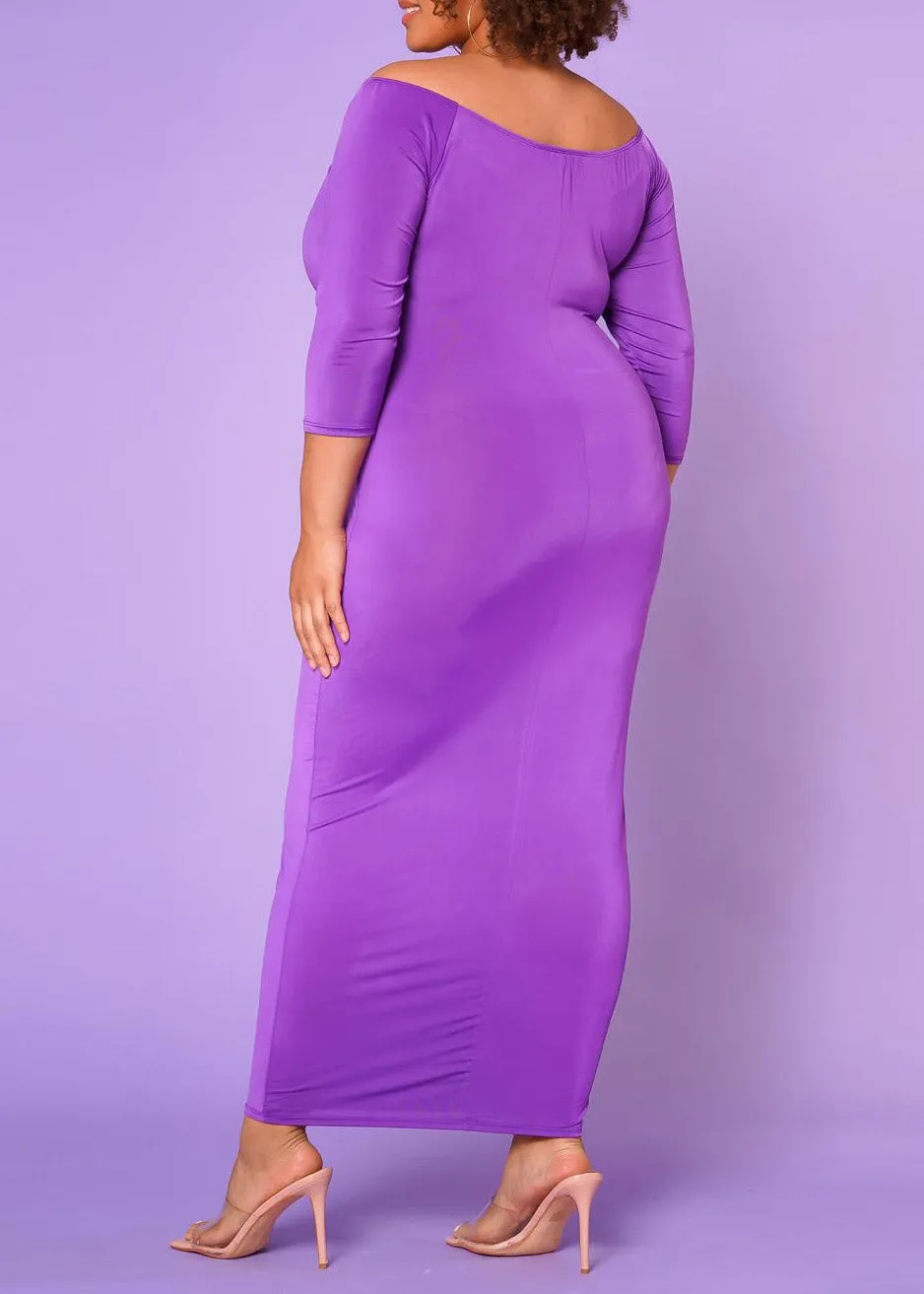 Plus Size Women Sincere Off Shoulder Bodycon Maxi Dress