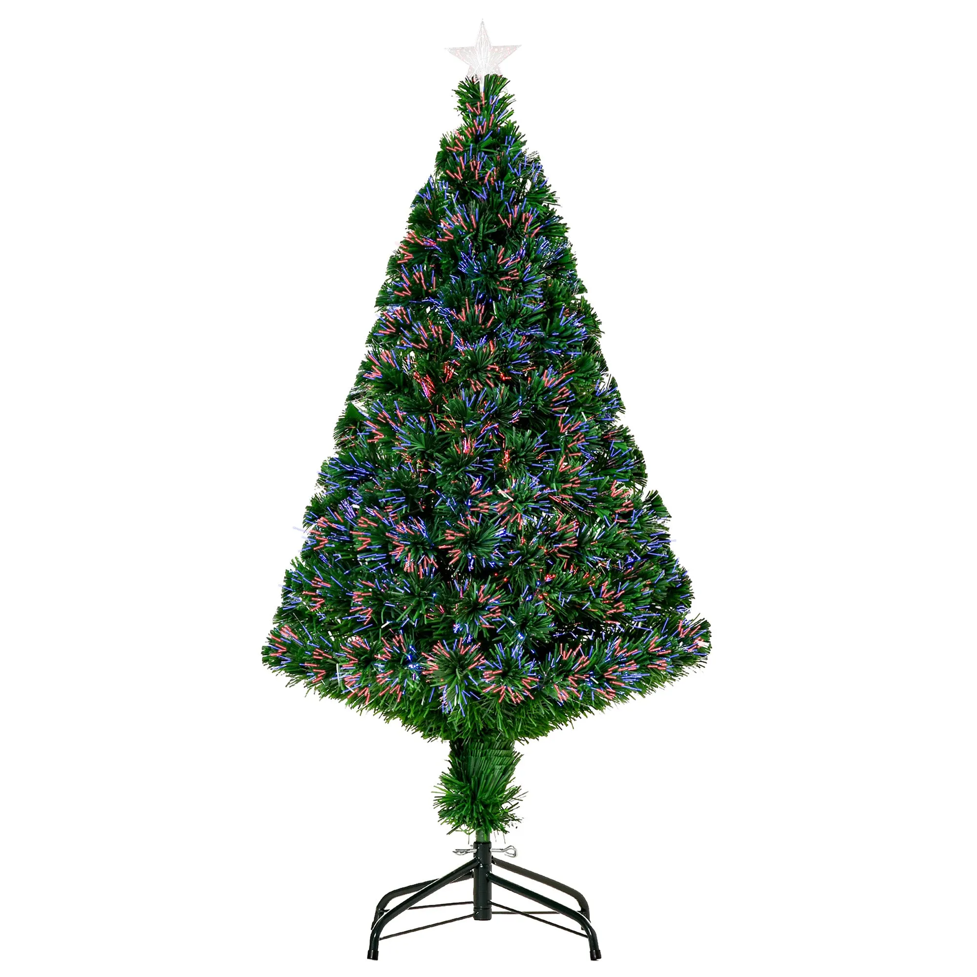 Prelit Christmas Tree Artificial Tree, Metal Base, Pre-Lit, 1.2m