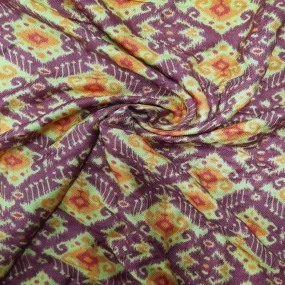 Purple Traditional Ikkat Print Spun Fabric