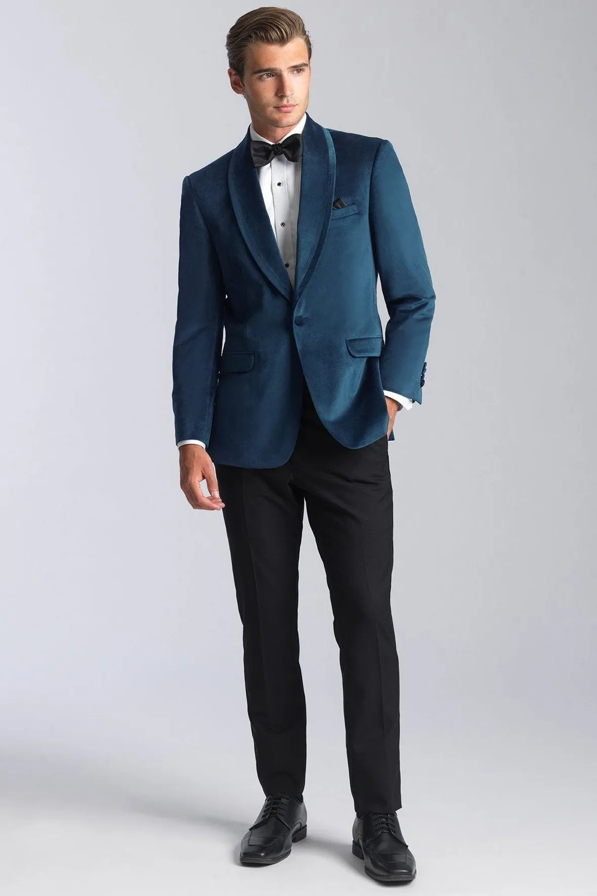 "Venice" Deep Aqua Velvet Dinner Jacket (Separates)