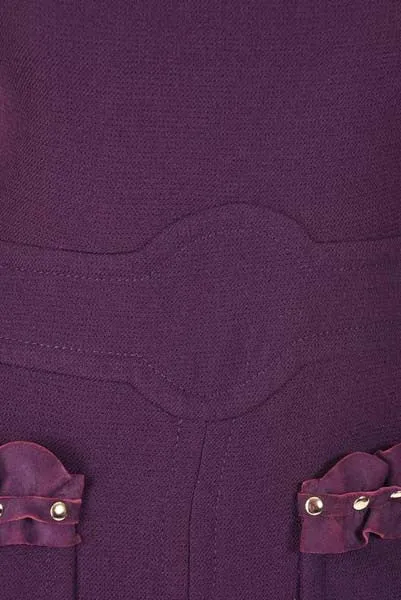 Rare 1950s Pierre Cardin Wool Eggplant Purple Sheath Dress