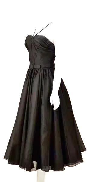 Rare 1950s Traina-Norell Black Halter Day Dress