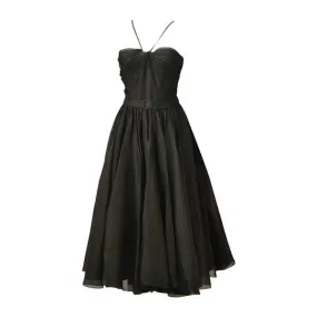 Rare 1950s Traina-Norell Black Halter Day Dress