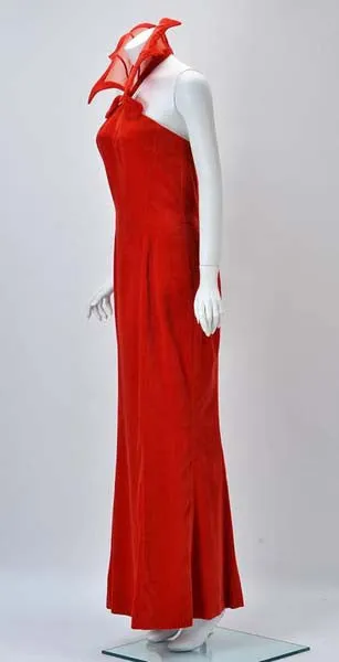 Rare 1980s Thierry Mugler Red Velvet Gown, "The Kiss of the Spider-woman"