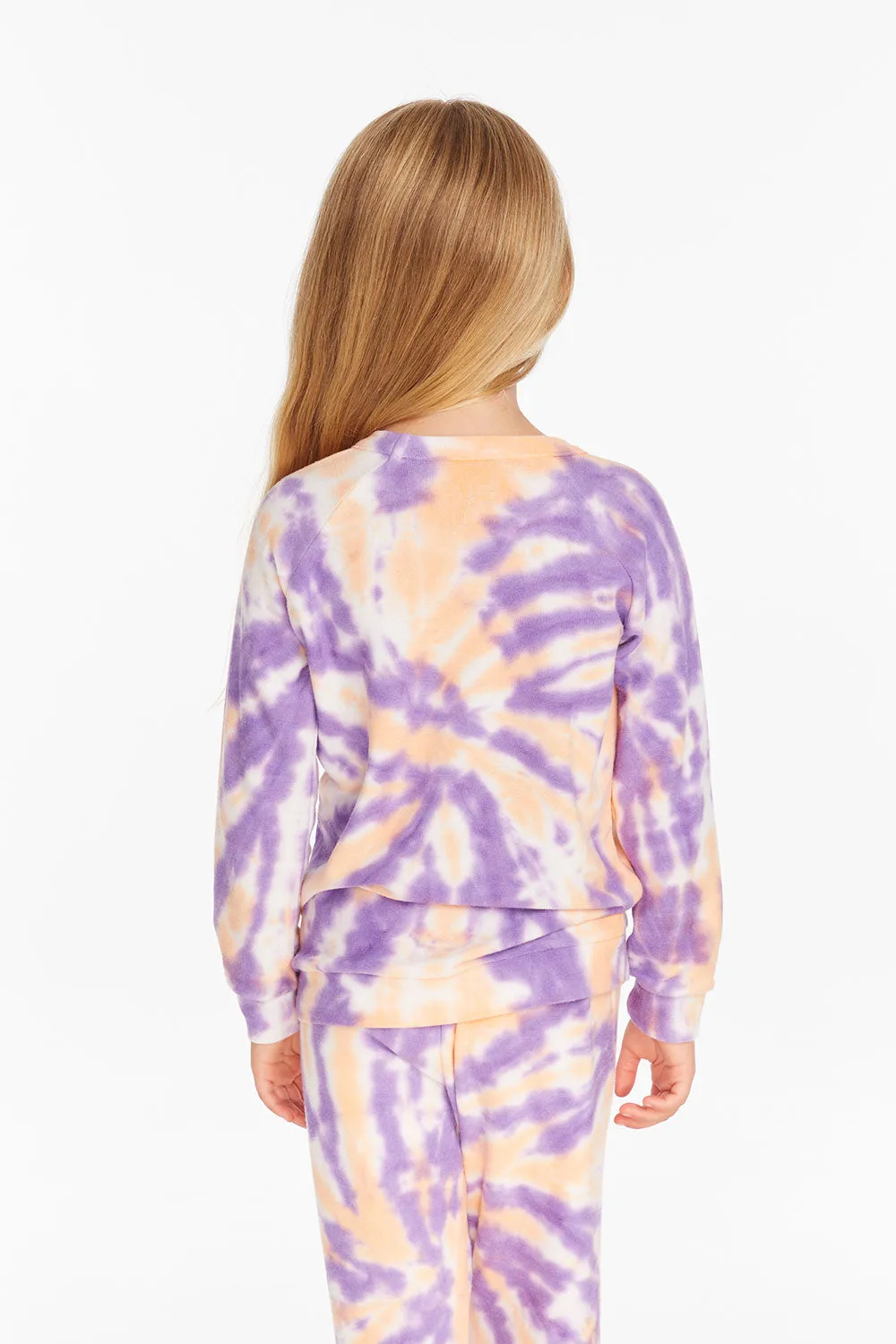 Reverse Peach Lavender Tie Dye Cozy Knit Pullover