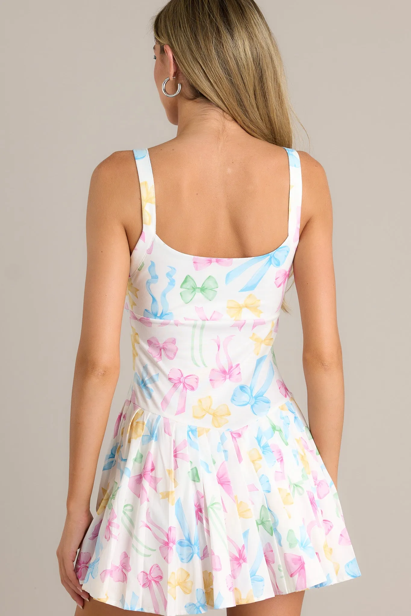 Ribbon Romance White Multi Bow Pleated Tennis Dress