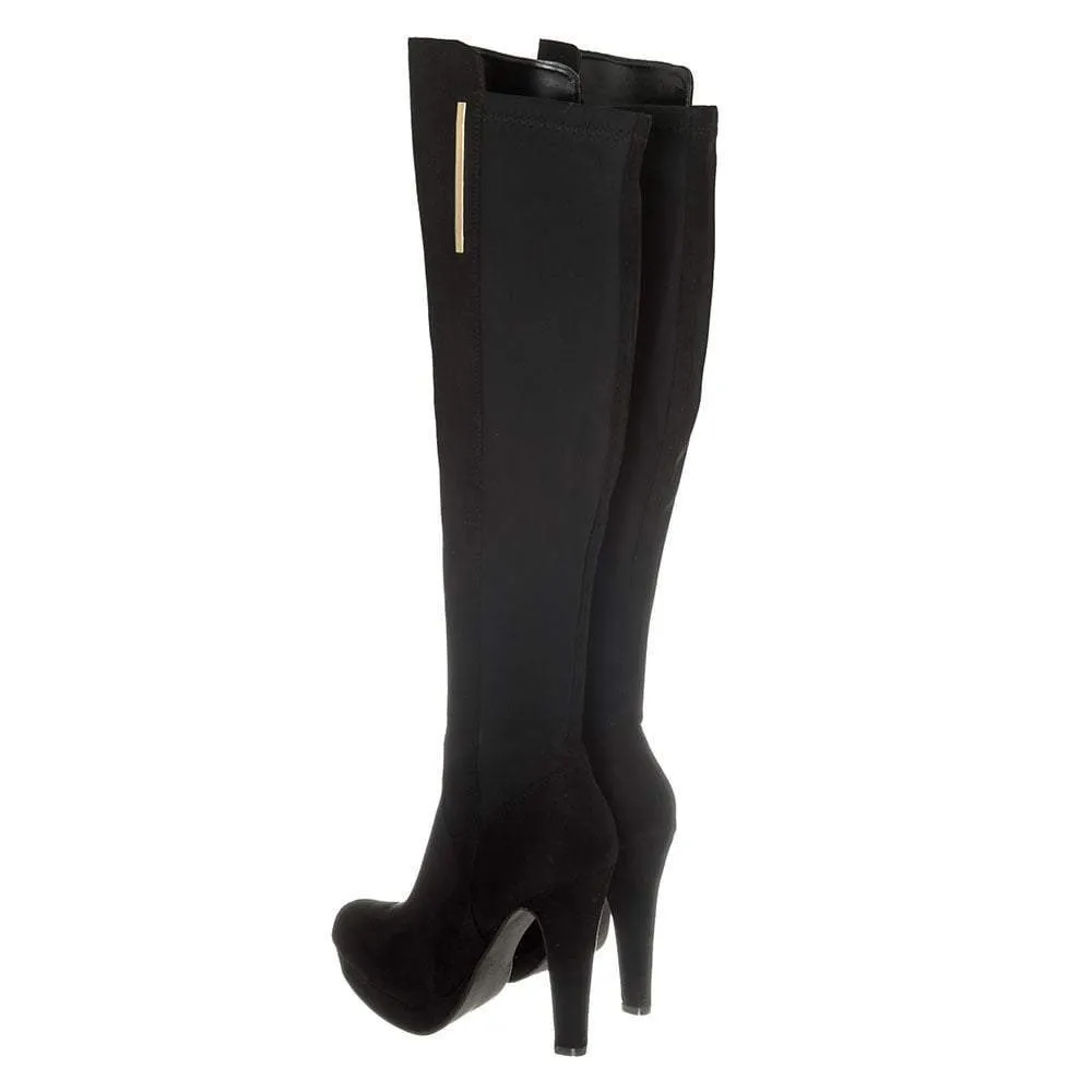 Sacramento High Heel Platform Knee High Boot Elastic Panel