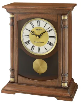 Seiko Traditional Classics Pendulum Mantle Clock - Brown Wooden Case