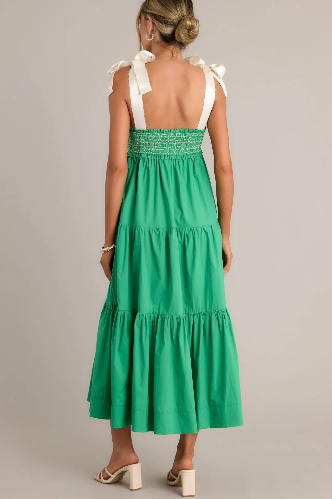 Serene Whisper 100% Cotton Kelly Green Maxi Dress