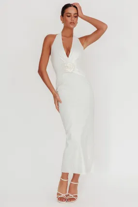 Sinners Rosette Halter Neck Maxi Dress White