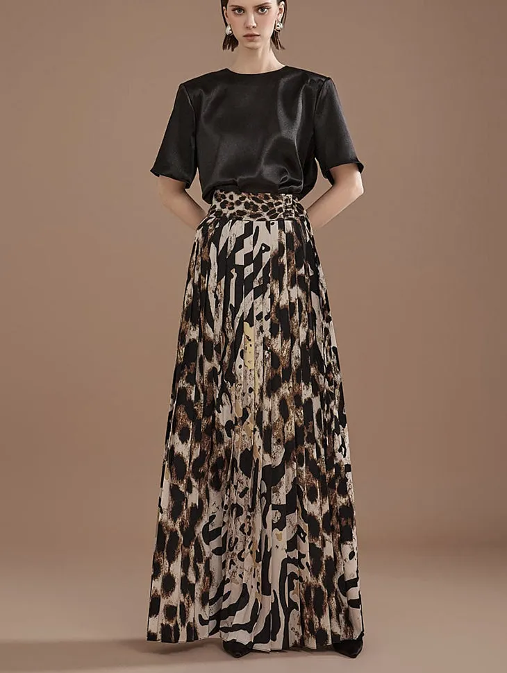 SK9194 Leopard Pleated Skirt