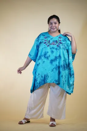 SkyBlue Rayon TieDyeKurta - BlueBeauty