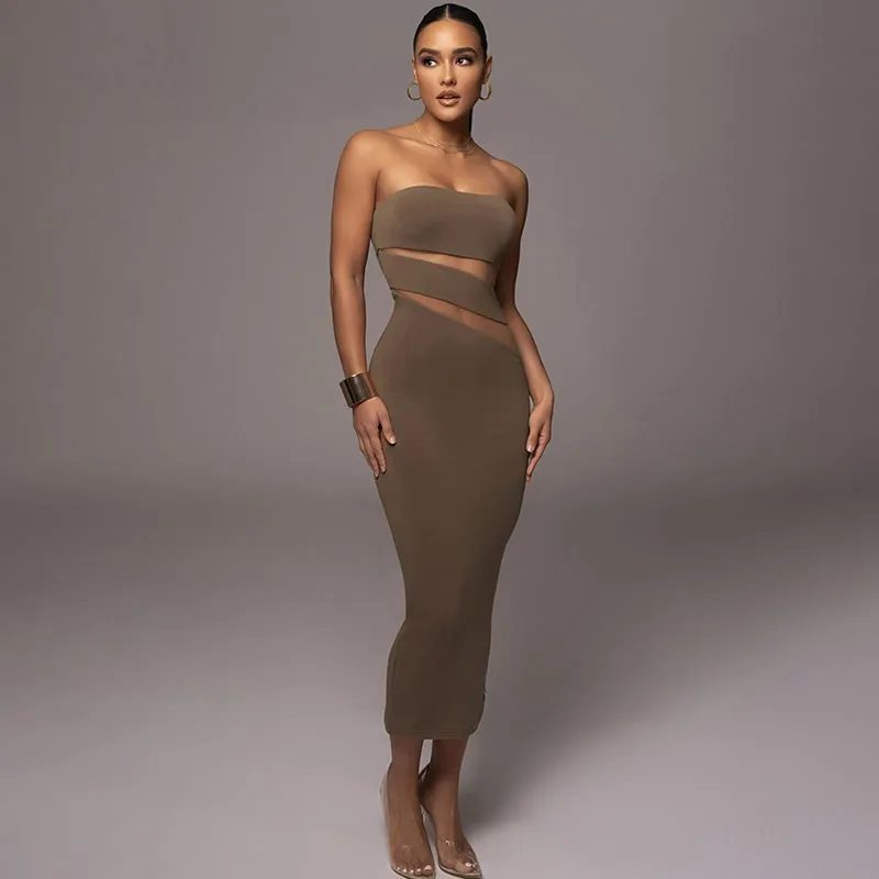 Sleek Bodycon Dress with Mesh Inserts