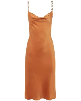 Soft Caramel Amina Cowl Neck Midi Slip Dress