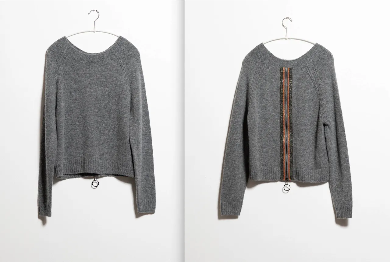 SOH Pullover with Zipped Back Smokey Ash