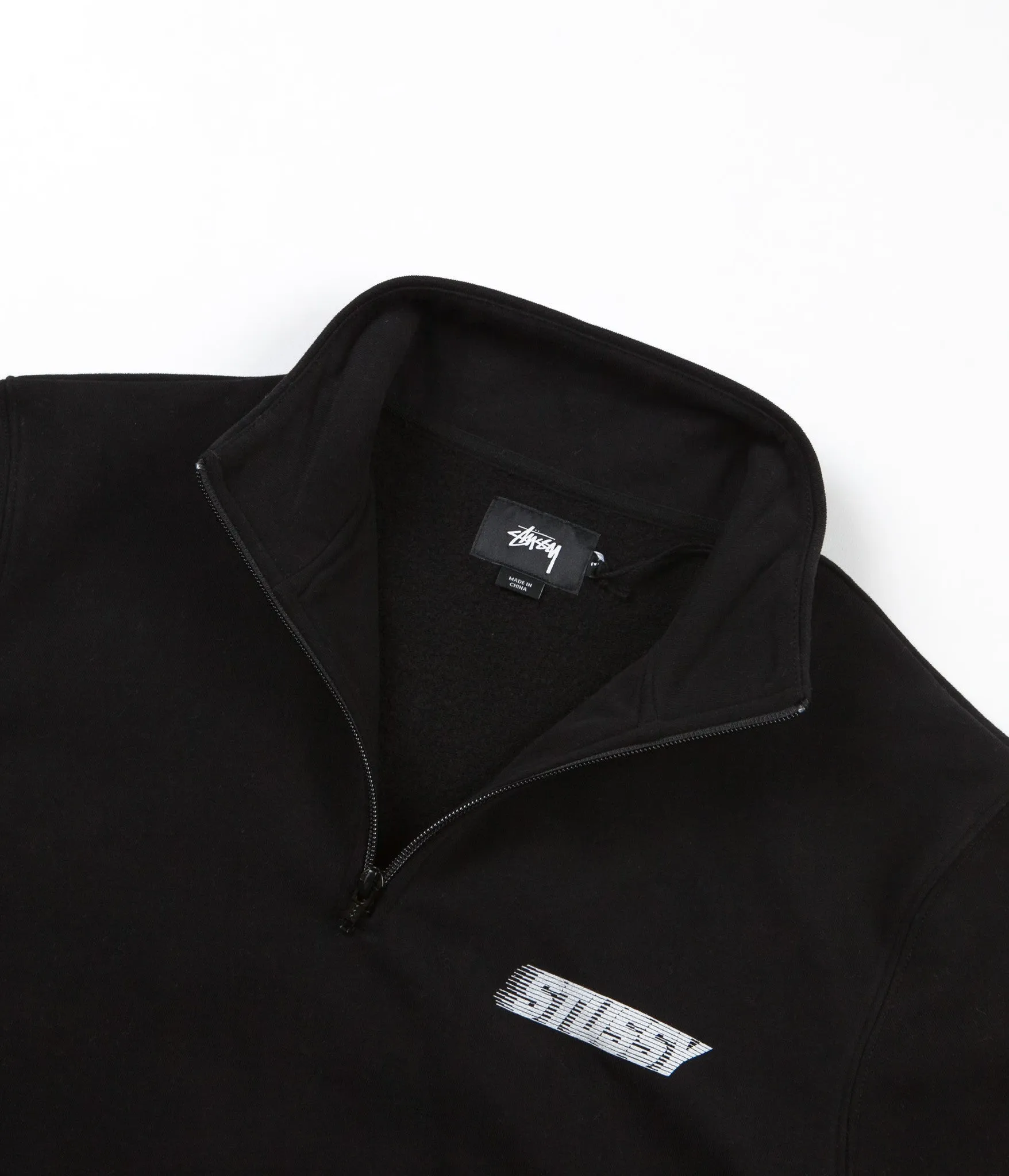 Stussy Nylon Panel Mockneck Sweatshirt - Black