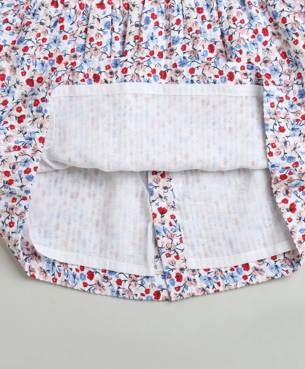 Sweetlime By AS Red & Blue Floral Print Organic Cotton Dress with a matching Bloomer.