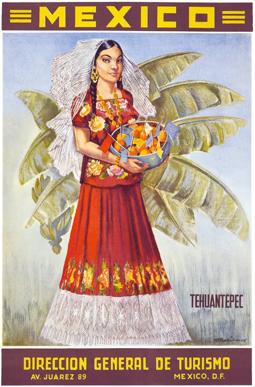 Tehuantepec, Mexico Vintage Travel Poster